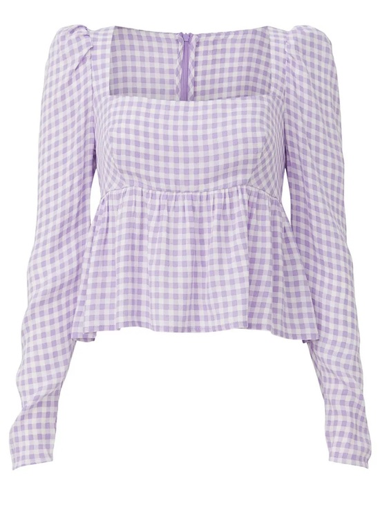 AFRM Tops - AFRM REVOLVE Lavender Gingham Hough Top